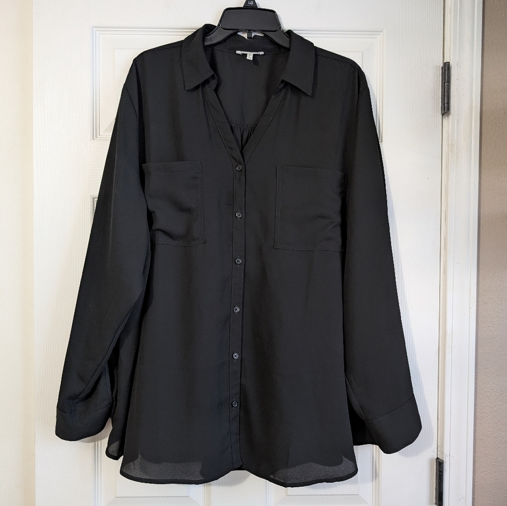 Maurices Black Button-Up Blouse Size 3X